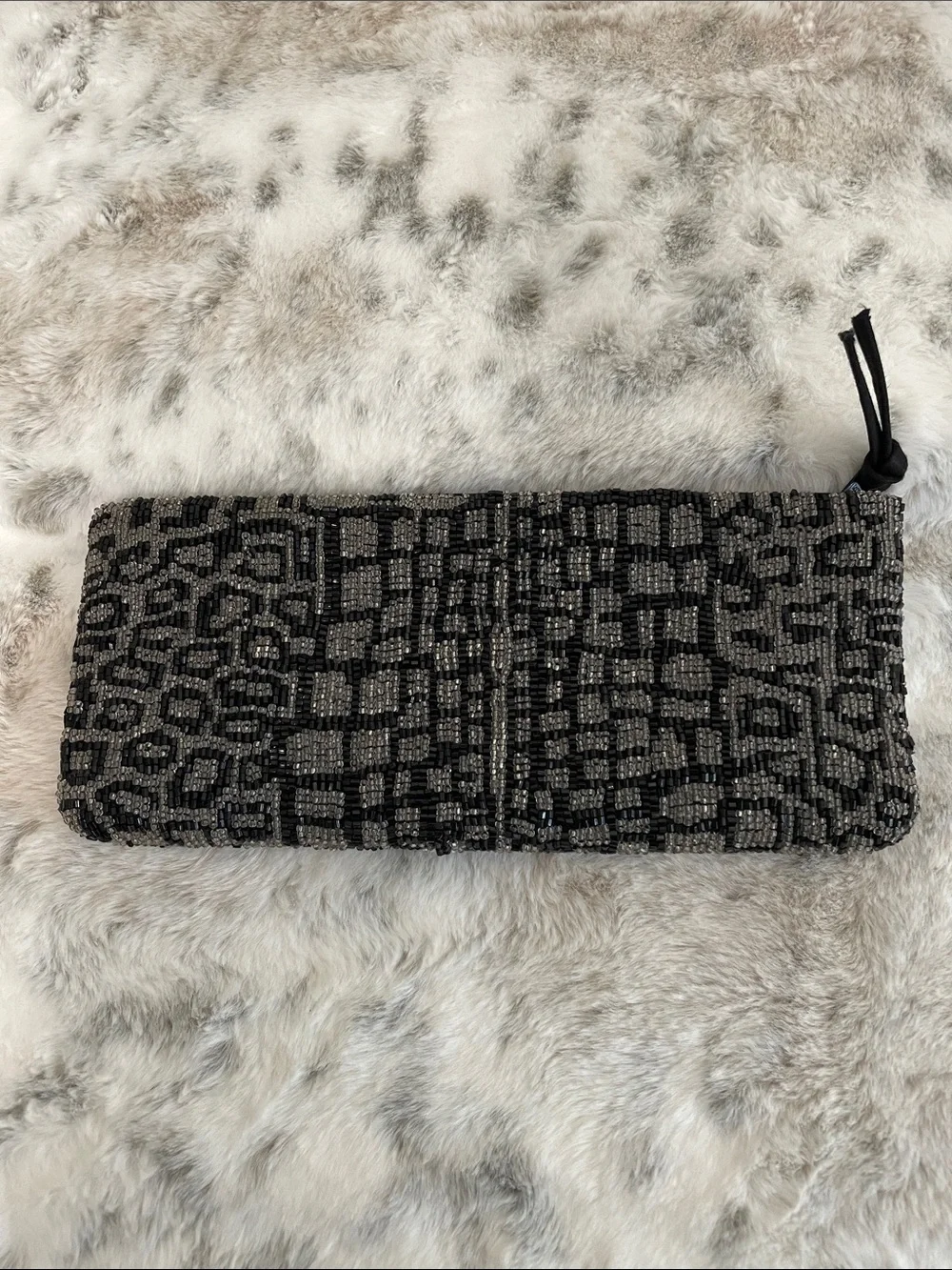 Neiman Marcus Black & Gray Beaded Clutch